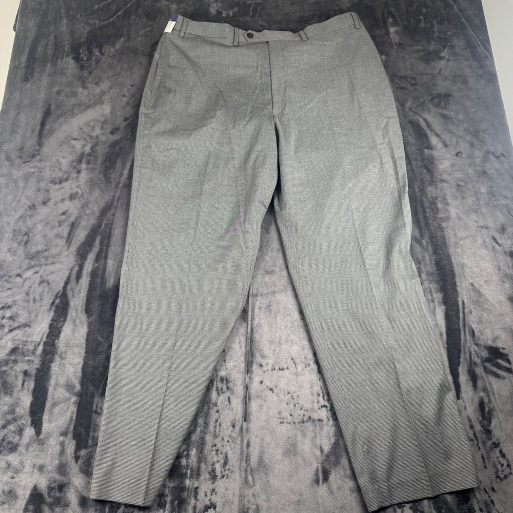Ralph Lauren Dress Pants Mens 42x32 Grey Micro Houndstooth Flat Front Trousers